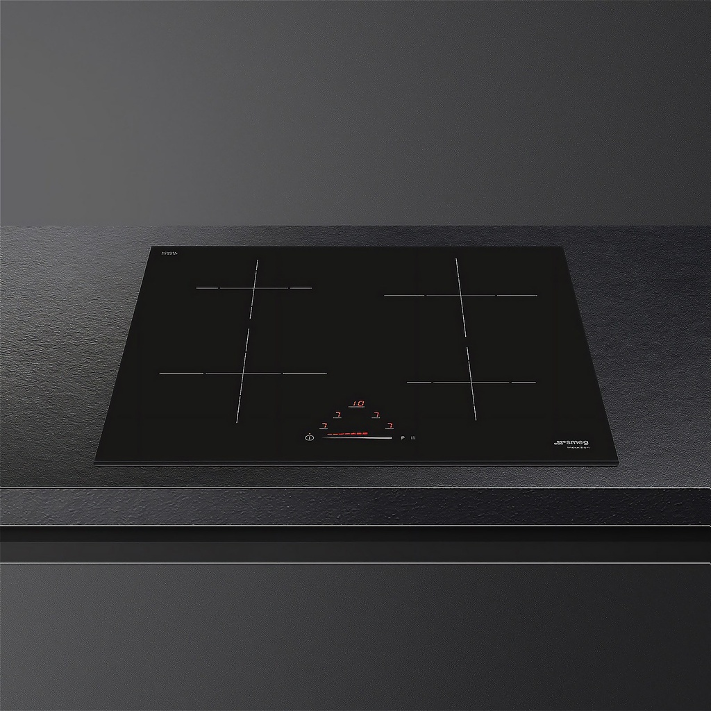 Smeg 60 cm zwarte  inductie kookplaat 4 zones tiptoetsen