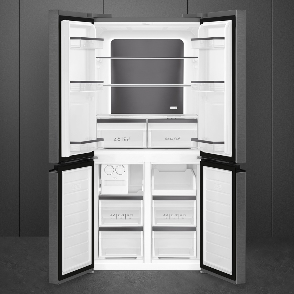 Smeg FQI48KD 84 cm brede Side by Side Ijsmaker via watertank