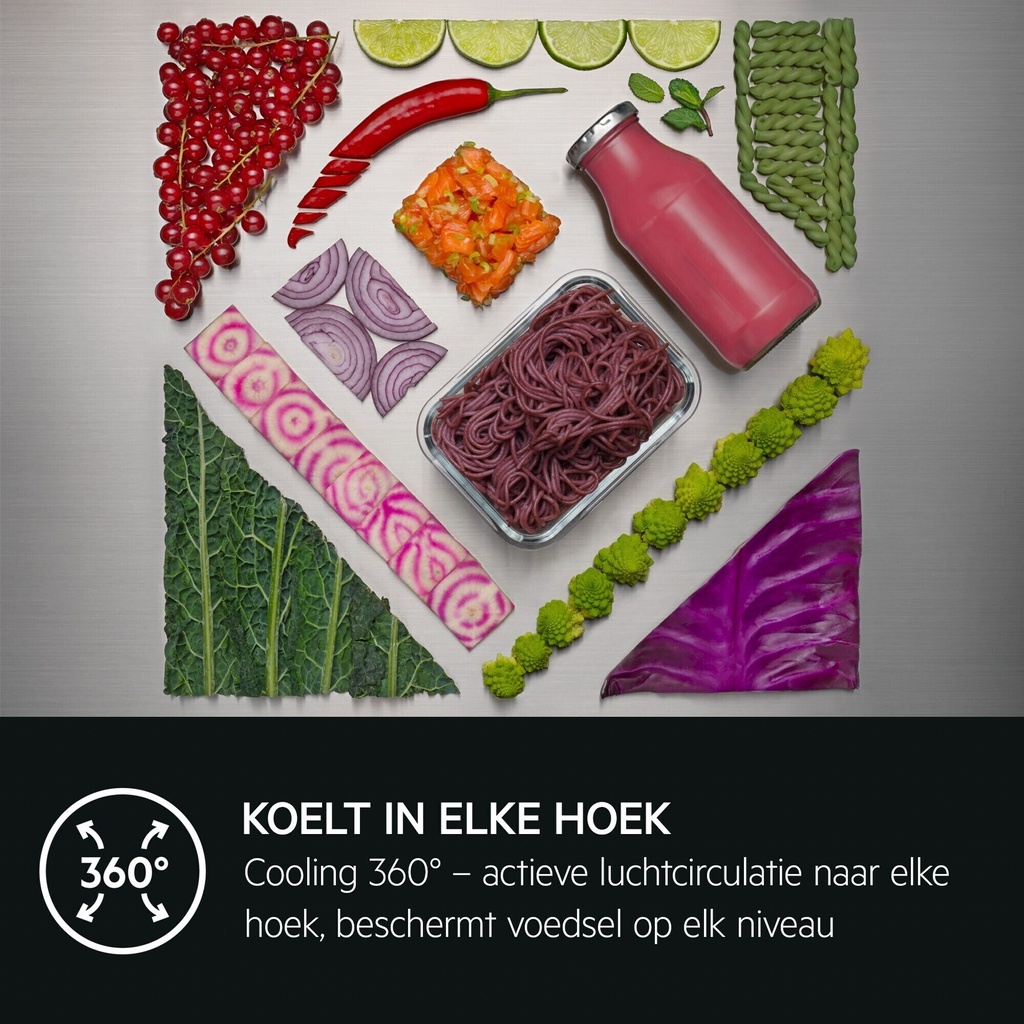 AEG ORC8M362BL B-klasse 202cm 363L Koelvries Combi Zwart