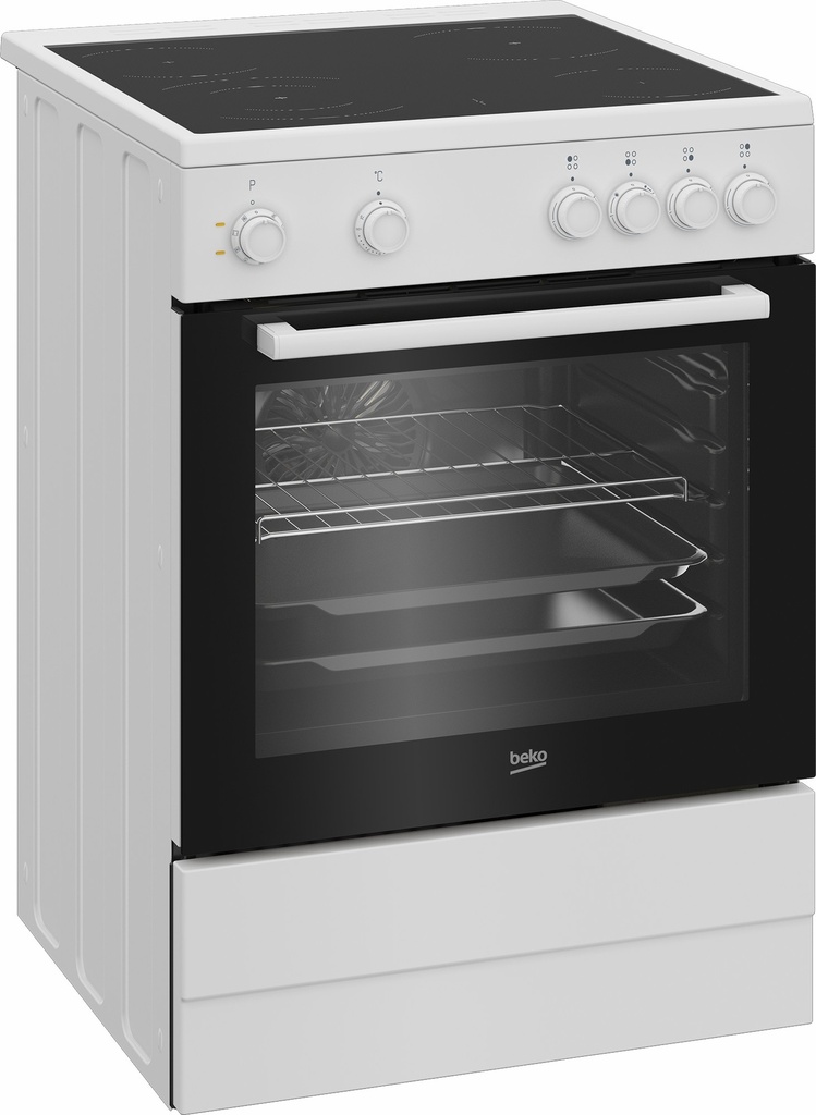 Beko FBM6701W 60 cm Vitrokeramisch vrijstaand fornuis Zwart-Wit