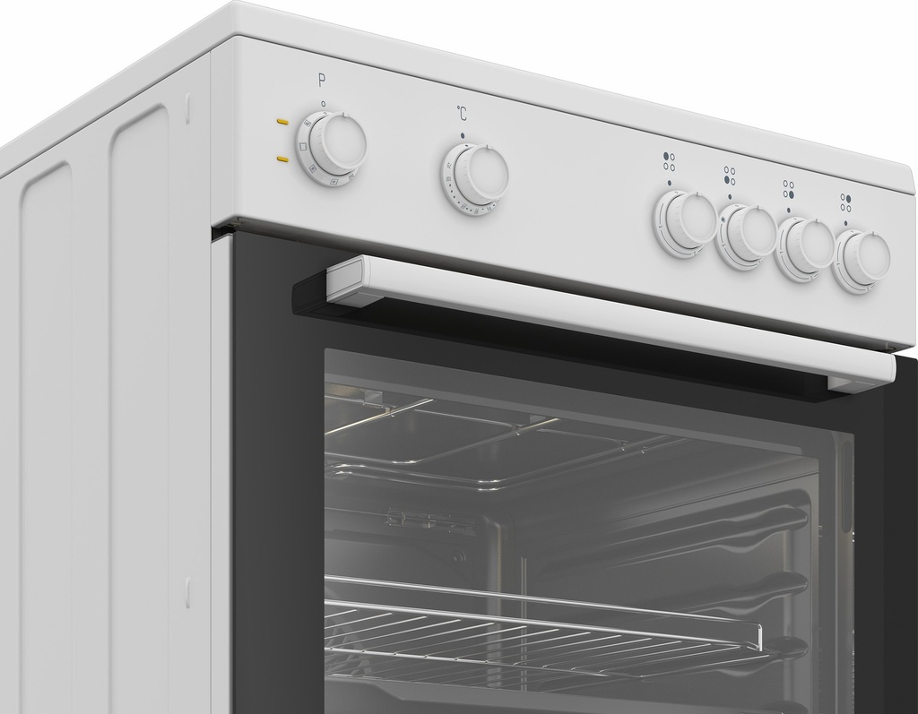 Beko FBM6701W 60 cm Vitrokeramisch vrijstaand fornuis Zwart-Wit