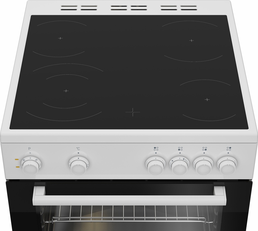 Beko FBM6701W 60 cm Vitrokeramisch vrijstaand fornuis Zwart-Wit