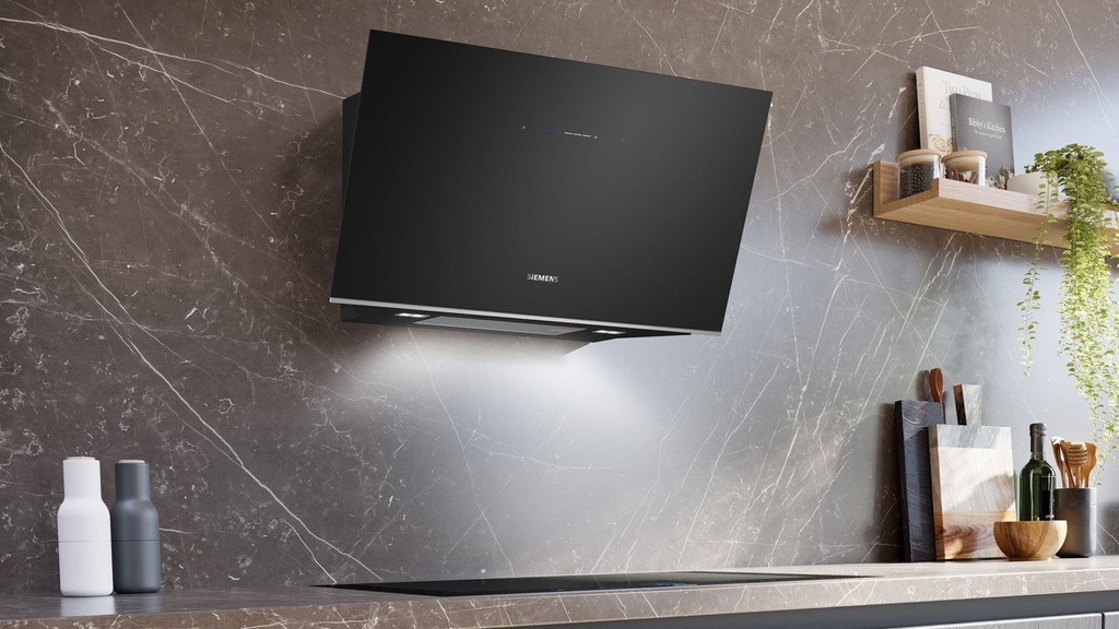 Siemens LC91KLT60 90 cm A-klasse Wanddampkap Zwart Glas    