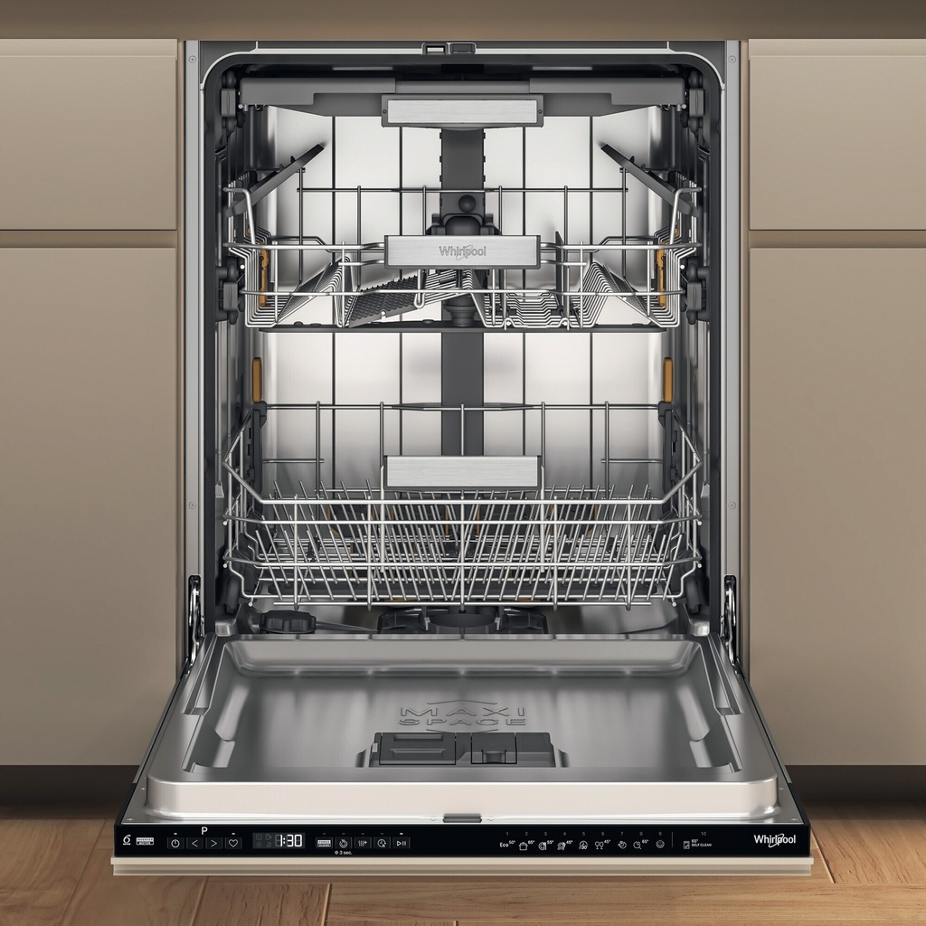 Whirpool W7IHP40LC 82 cm INOX kuip Zwart bedienpaneel