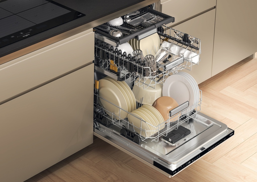 Whirpool W7IHP40LC 82 cm INOX kuip Zwart bedienpaneel