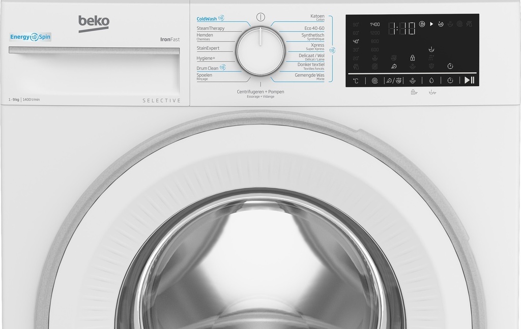 Beko B3WM49410W2 Selective 9kg 1400 Tpm Wasautomaat