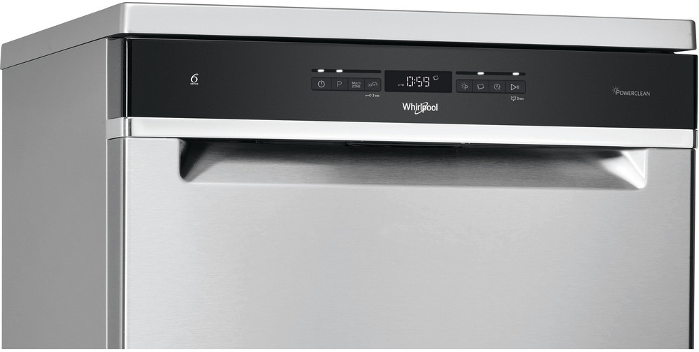 Whirlpool WFO3T141PX vrijstaande vaatwasser inox front