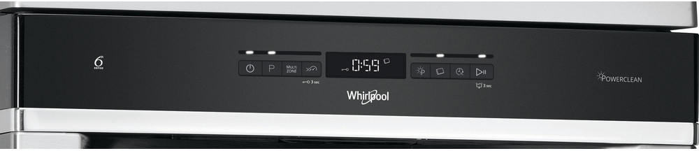 Whirlpool WFO3T141PX vrijstaande vaatwasser inox front