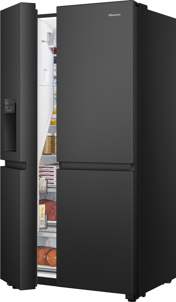 Hisense RS818N4TFC Zwarte Amerikaanse koelkast kraan nodig