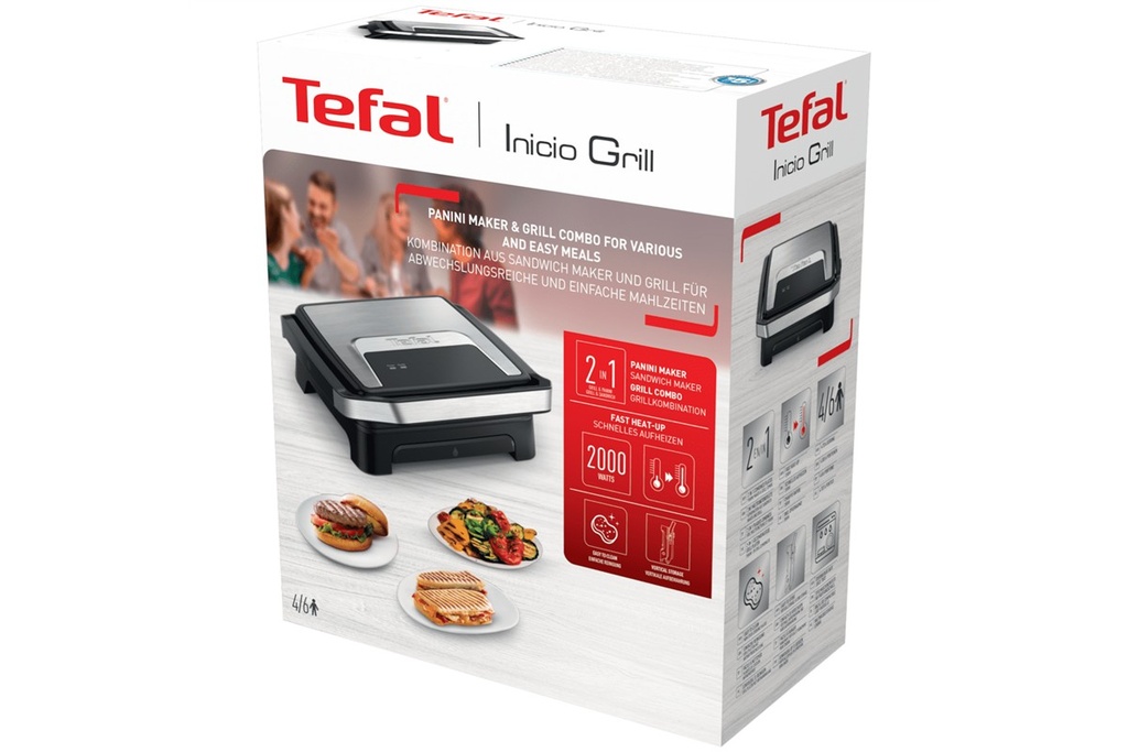 Tefal GC271D10 Inicio Classic Grill 2000 Watt Inox Zwart