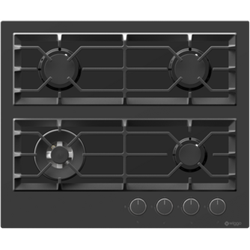 Wiggo WH-G634GR(B) 60 cm gaskookplaat GLAS ZWART met wok