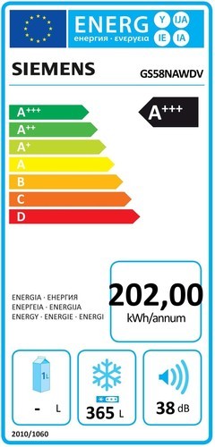 Siemens GS58NAWDV 191 cm 366 L zuinige XXL Diepvriezer