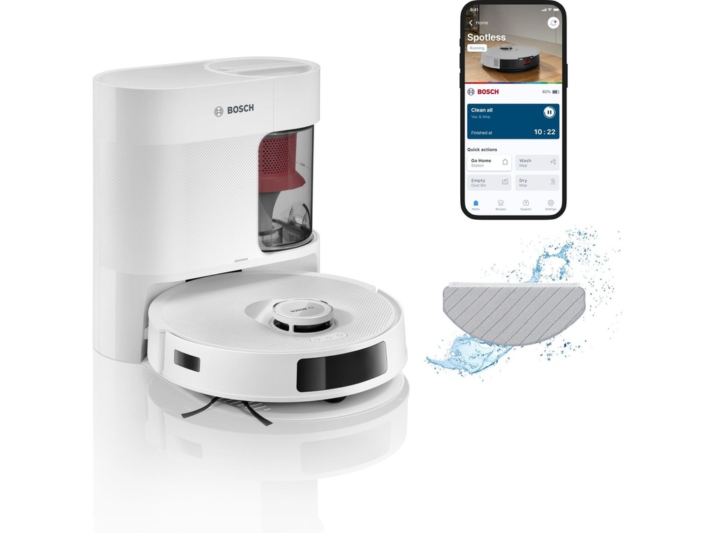 Bosch BCRD2W Vacuum Spotless Advanced Plus Stofzuig- en Dweilrobot met vuildispenser