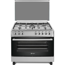 [WO-E905R(XX)] Wiggo 90 cm RVS-INOX gas fornuis WOK bek electrische oven