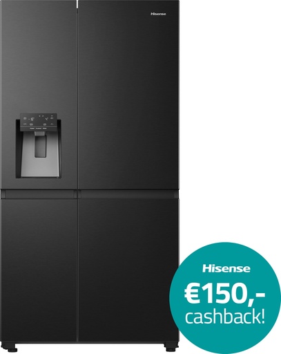 [RS818N4TFC] Hisense RS818N4TFC Zwarte Amerikaanse koelkast kraan nodig