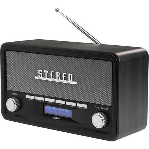 [DAB18DW] Denver DAB-18 DAB+/FM Radio Darkwood Bluetooth Alarm AUX-in
